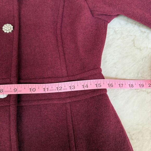 J. Crew wool blend Lady day coat in vintage burgundy jeweled buttons size 4 NWT - Picture 9 of 10